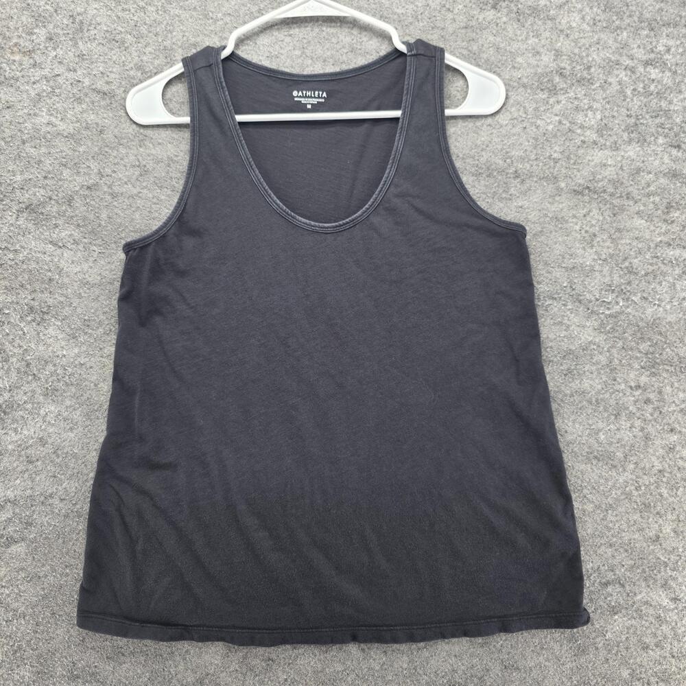Athleta Tank Womens M Black Scoop Neck Tagless Jersey 100% Cotton Activewear